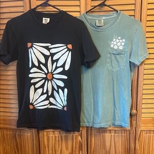 Comfort Colors Black and Green Floral Short Sleeve Tees